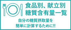 食品別、献立別糖質含有量一覧